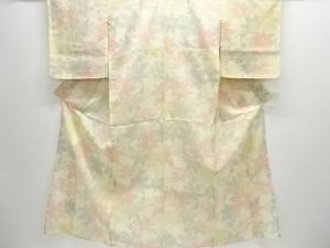 楓模様織り出し着物夏十日町紬着物